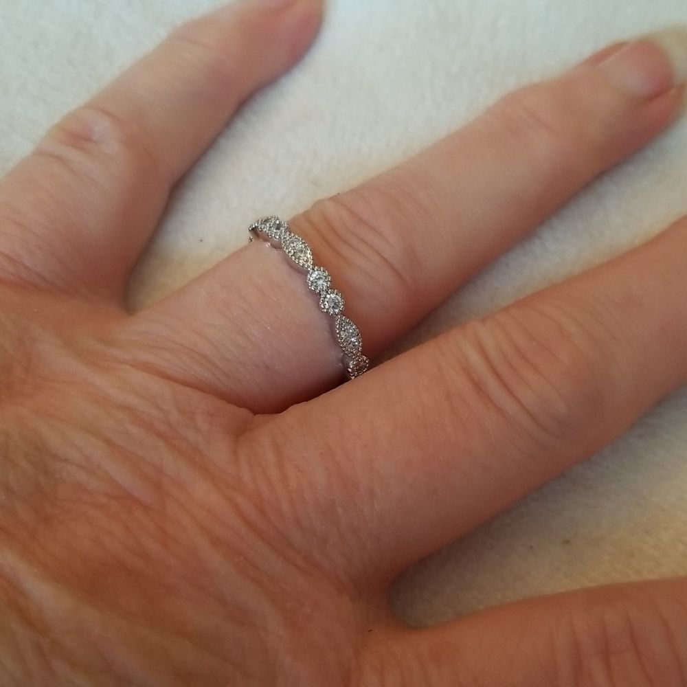 White gold size 8 band cz's
